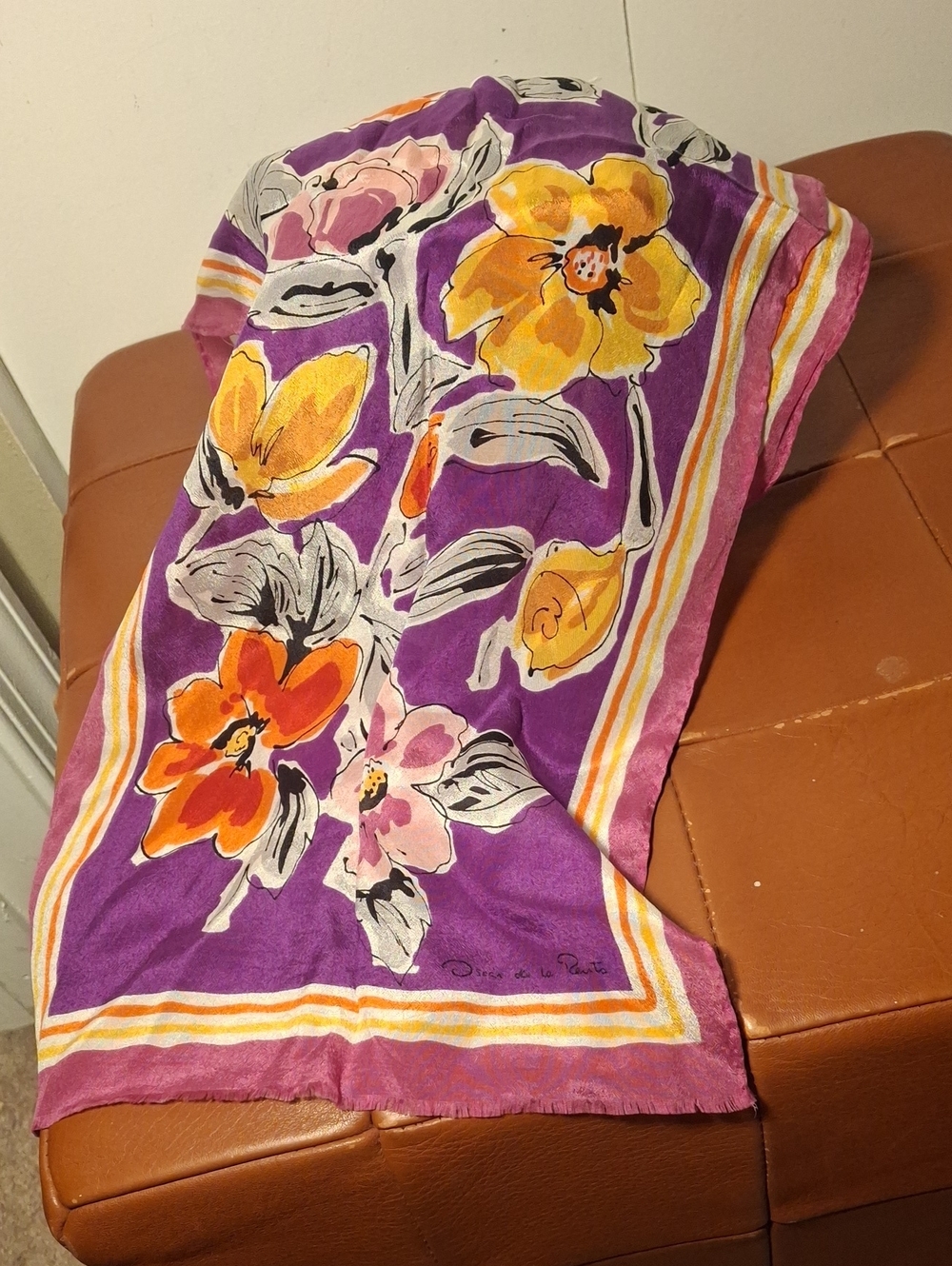 Oscar De La Renta Silk Floral Scarf